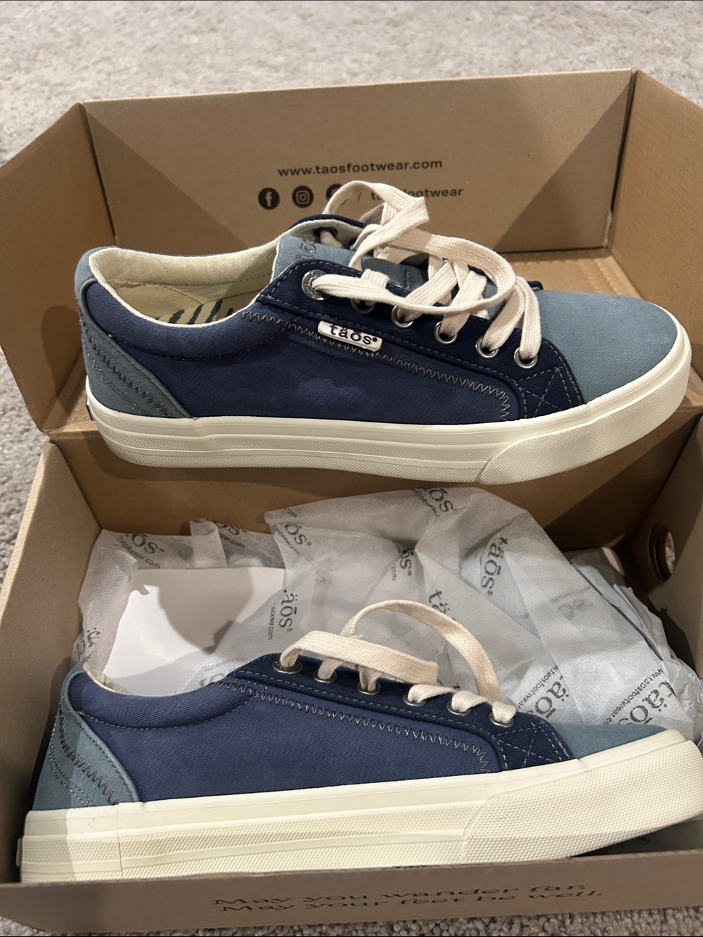 Taos Footwear navy blue, denim, and light gray sneakers - Picture 5 of 7